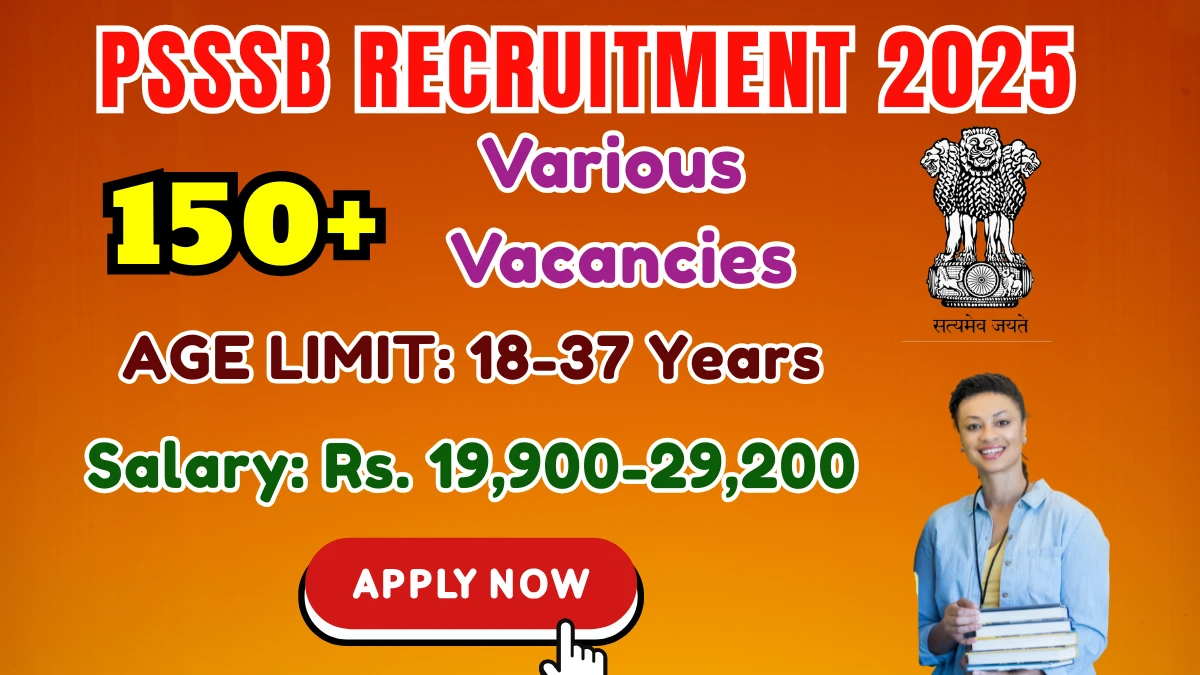 PSSSB Recruitment 2025 - Apply Online for 159 Junior Technician, Librarian and More Posts