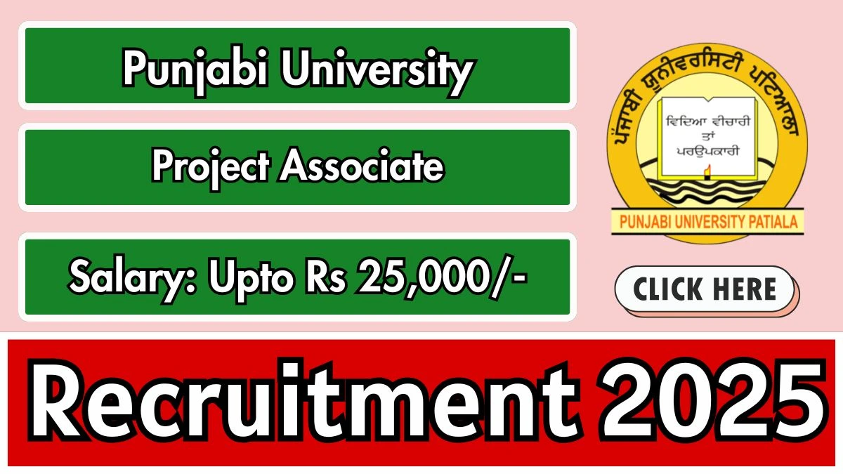 Punjabi University Project Associate Recruitment 2025 - Apply Offline