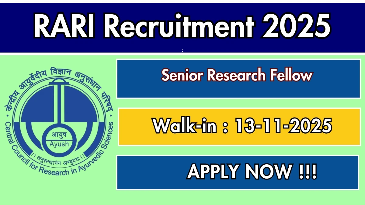 RARI Senior Research Fellow Recruitment 2025 – Walk in
