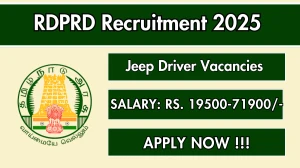RDPRD Tiruppur Jeep Driver Recruitment 2025 - Apply Offline for 01 Posts RDPRD Tiruppur Jeep Driver Recruitment 2025 - Apply Offline for 01 Posts