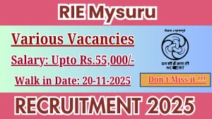 RIE Mysuru Recruitment 2025 – Walk in for 15 Medical Officer, Pharmacist and More Posts