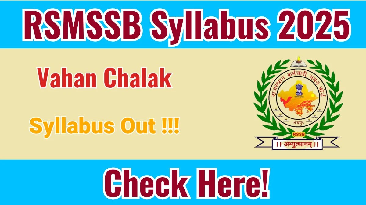RSMSSB Vahan Chalak Syllabus 2025 Out Direct Link to Download Syllabus PDF here