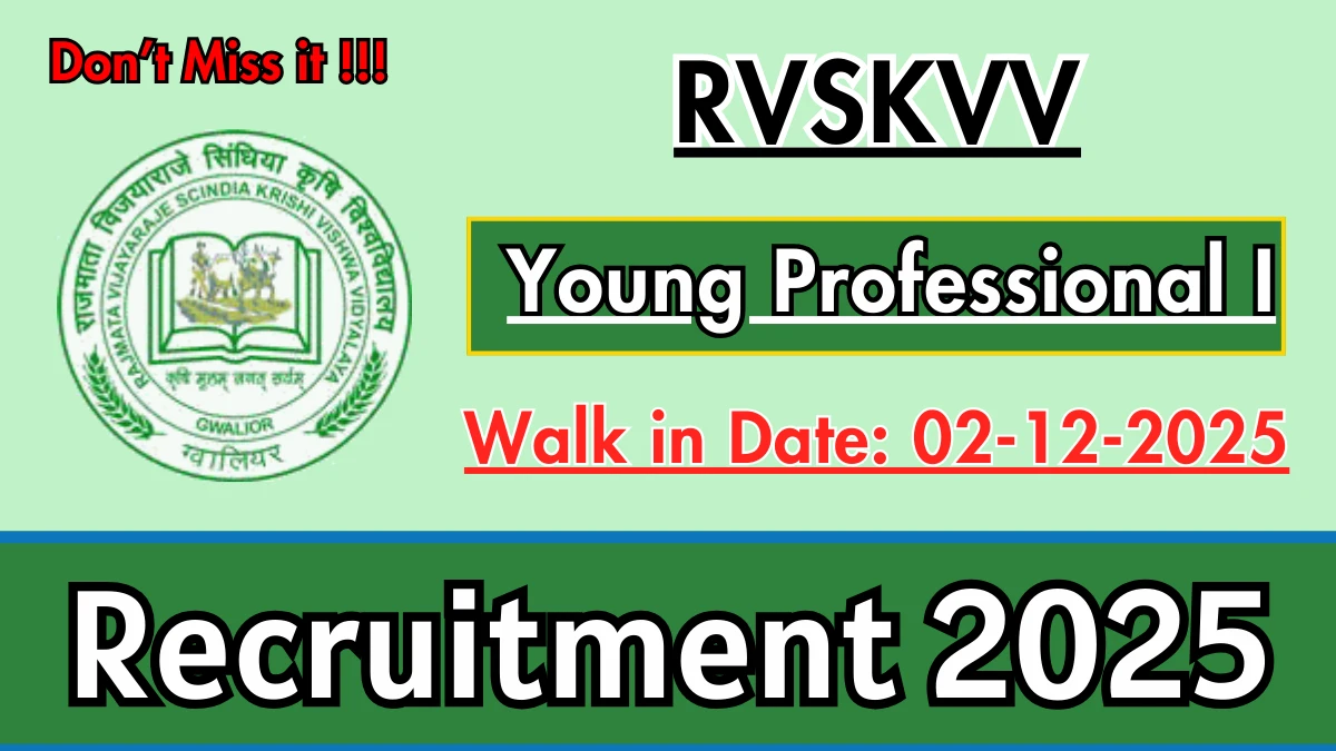 RVSKVV Young Professional I Recruitment 2025 – Walk in