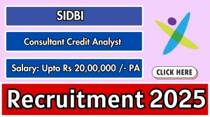 SIDBI Consultant Credit Analyst Recruitment 2025 - Apply Offline for 14 Posts