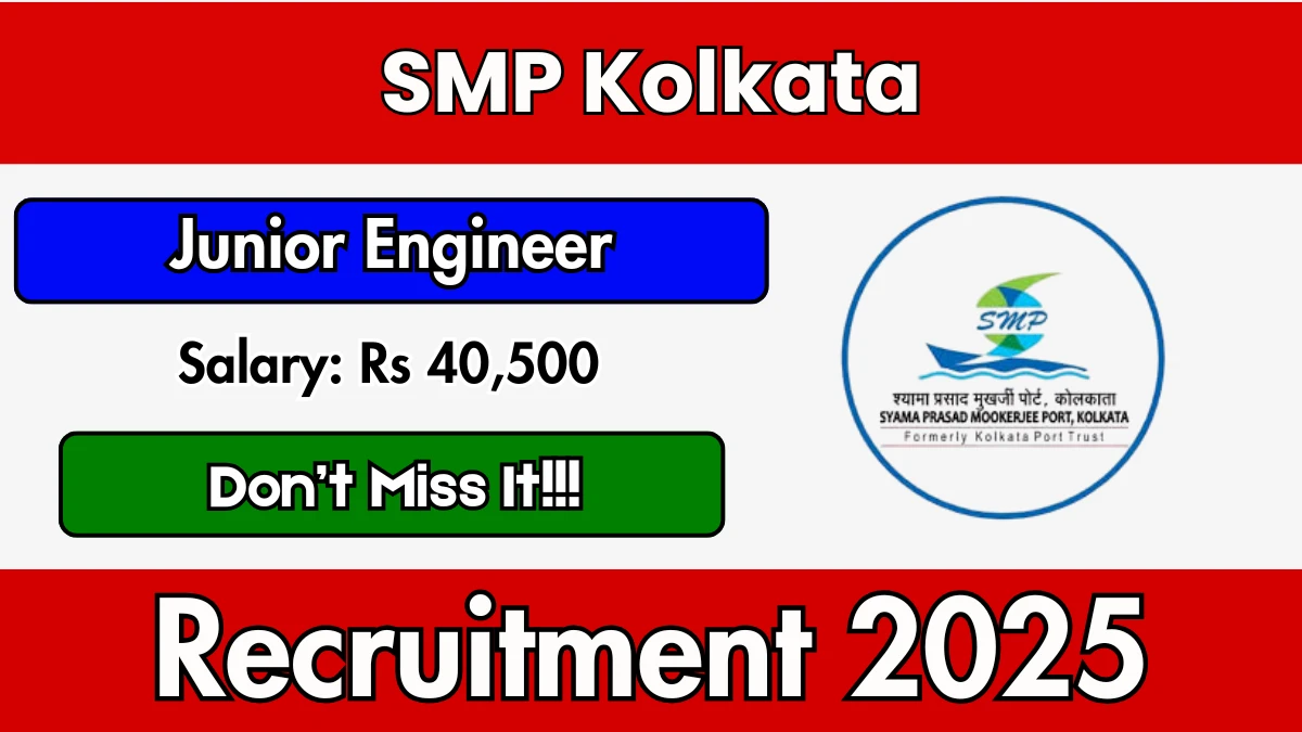 SMP Kolkata Junior Engineer Recruitment 2025 - Apply Offline