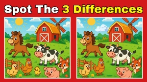 Spot The Difference: Can you spot 3 differences between the two pictures in 12 s...