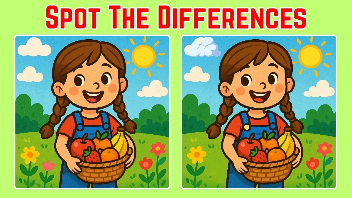 Spot the Difference: How attentive are you? Prove yourself by finding 3 differences in the Girl with Fruit Basket picture in 10 Secs