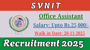 SVNIT Office Assistant Recruitment 2025 – Walk in
