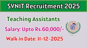 SVNIT Teaching Assistants Recruitment 2025 – Walk in