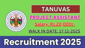 TANUVAS Project Assistant Recruitment 2025 – Walk in