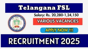 Telangana FSL Recruitment 2025 - Apply Online for 60 Scientific Officer, Laboratory Technician and More Posts Telangana FSL Recruitment 2025 - Apply Online for 60 Scientific Officer, Laboratory Technician and More Posts