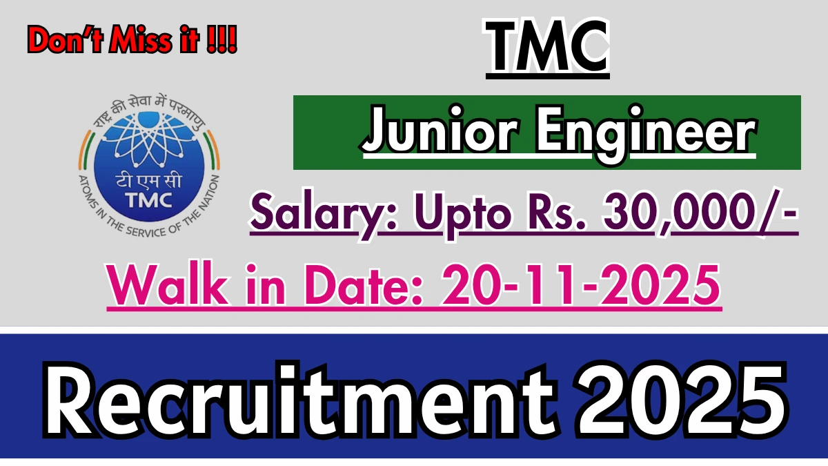 TMC Junior Engineer Recruitment 2025 – Walk in
