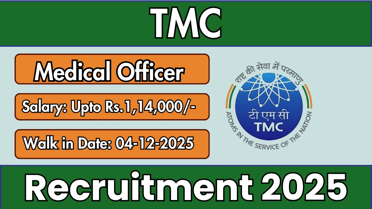 TMC Medical Officer Recruitment 2025 – Walk in