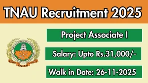 TNAU Project Associate I Recruitment 2025 – Walk in for 01 Posts