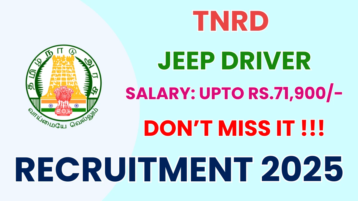 TNRD Jeep Driver Recruitment 2025 - Apply Offline