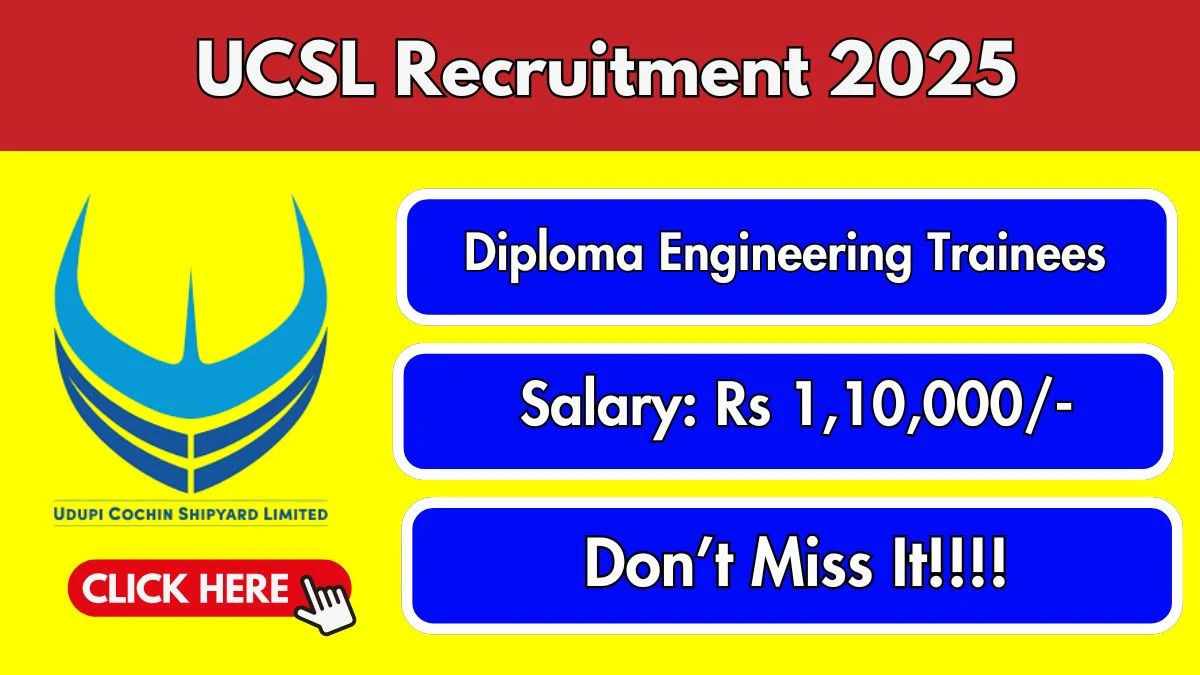 UCSL Diploma Engineering Trainees Recruitment 2025 - Apply Online for 16 Posts