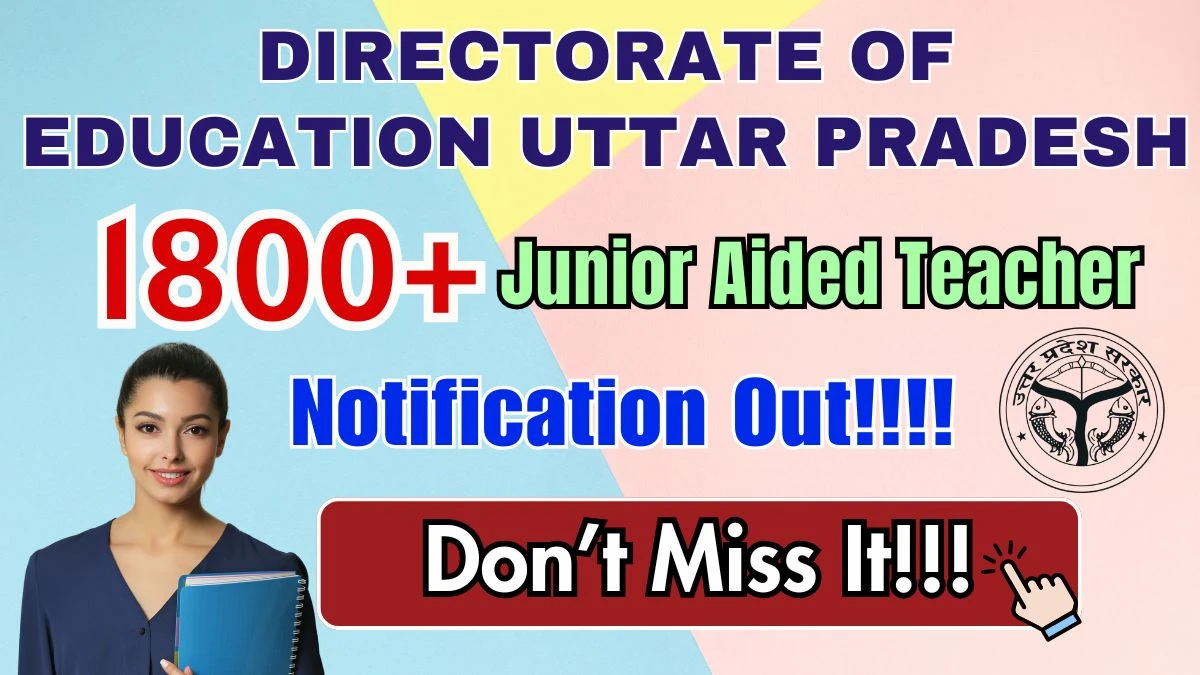 UP Junior Aided Teacher Recruitment 2025 - Apply Online for 1894 Posts