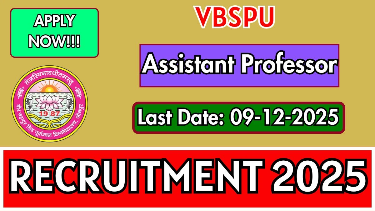 VBSPU Assistant Professor Recruitment 2025 - Apply Online for 70 Posts