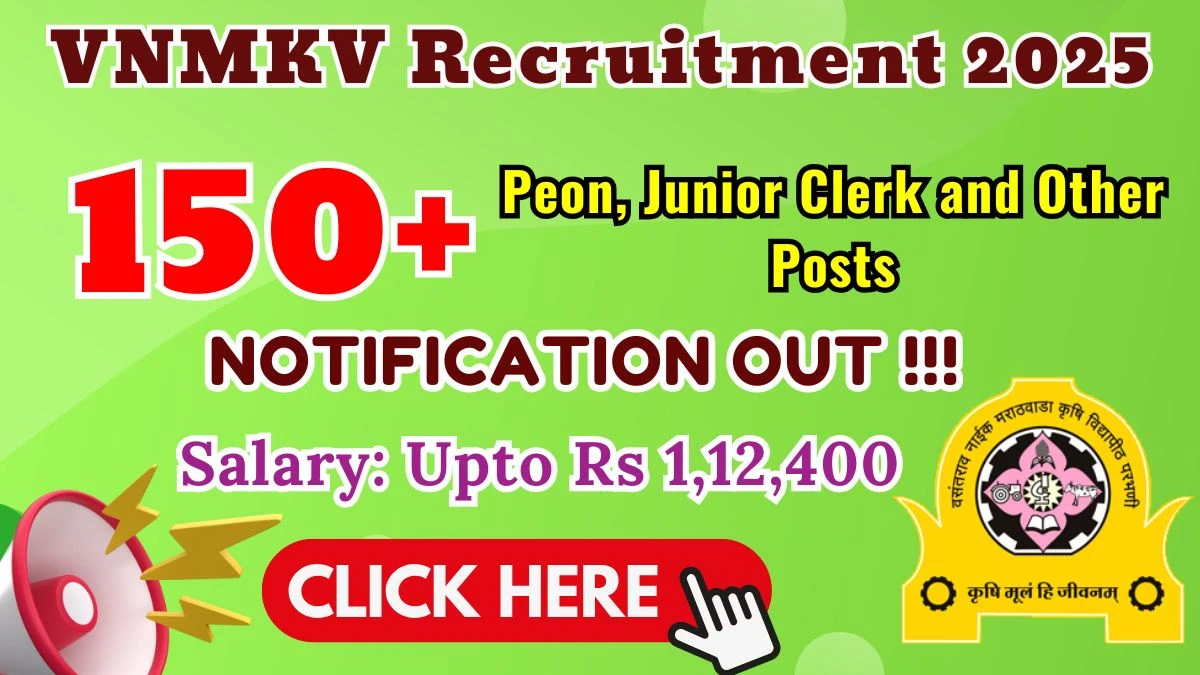 VNMKV Recruitment 2025 - Apply Online for 197 Peon, Junior Clerk and Other Posts