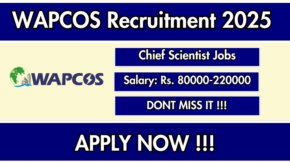 WAPCOS Chief Scientist Recruitment 2025 - Apply Offline for 02 Posts
