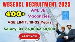 WBSEDCL Recruitment 2025 - Apply Online for 447 Assistant Manager, Junior Engineer Posts WBSEDCL Recruitment 2025 - Apply Online for 447 Assistant Manager, Junior Engineer Posts