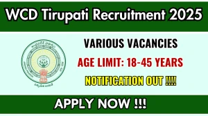 WCD Tirupati Recruitment 2025 - Apply Offline for 08 Chowkidar, Cook and More Posts WCD Tirupati Recruitment 2025 - Apply Offline for 08 Chowkidar, Cook and More Posts
