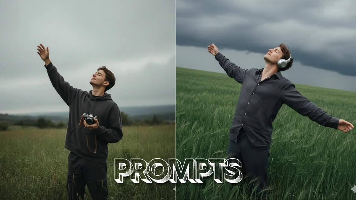10 Cinematic Google Gemini AI Photo Editing Prompts for Boys to Create Moody Outdoor Portraits in Lush Green Fields