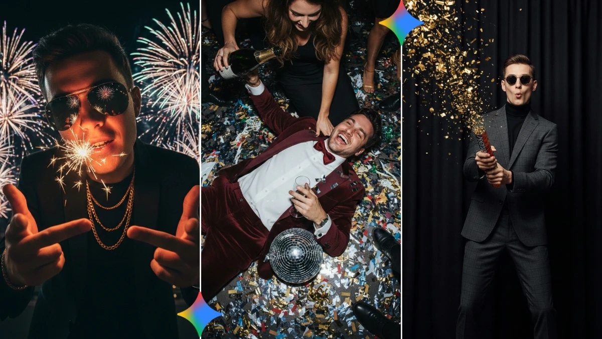 10 New Year Party Gemini AI Photo Editing Prompts for Boys: 2026 Fireworks, Confetti & Viral DP Looks