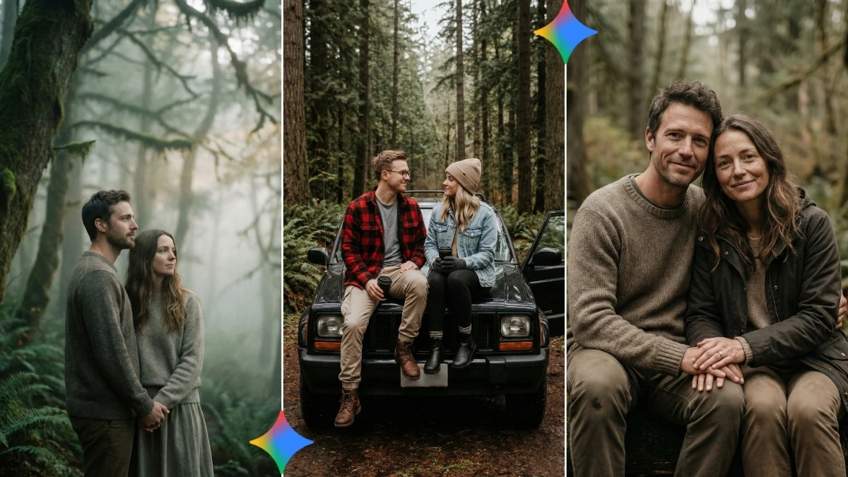 10 Stunning Google Gemini AI Photo Editing Prompts for Couples to Create Calm and Romantic Forest Portraits