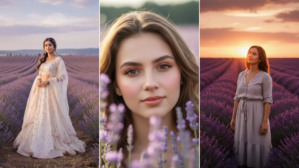 10 Viral Google Gemini AI Photo Editing Prompts for Girls to Create Stunning Lavender Field Cinematic Portraits