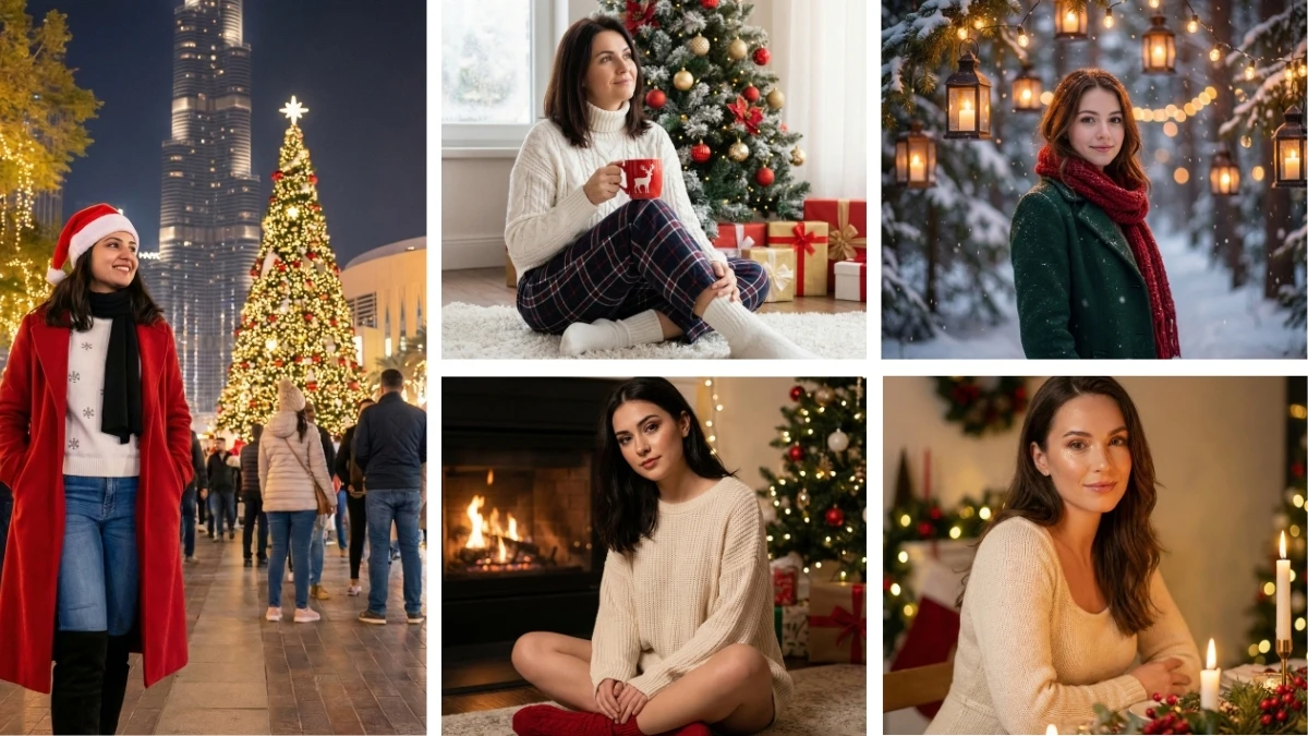 13 Trending Google Gemini Christmas AI Photo Editing Prompts for Girls to Create Stunning Christmas-Themed Holiday Portraits