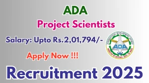 ADA Project Scientists Recruitment 2025-26 - Apply Online