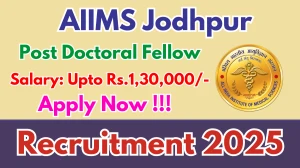 AIIMS Jodhpur Post Doctoral Fellow Recruitment 2025-26 - Apply Offline