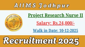 AIIMS Jodhpur Project Research Nurse II Recruitment 2025 – Walk in for 01 Posts