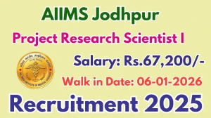 AIIMS Jodhpur Project Research Scientist I Recruitment 2026 – Walk in