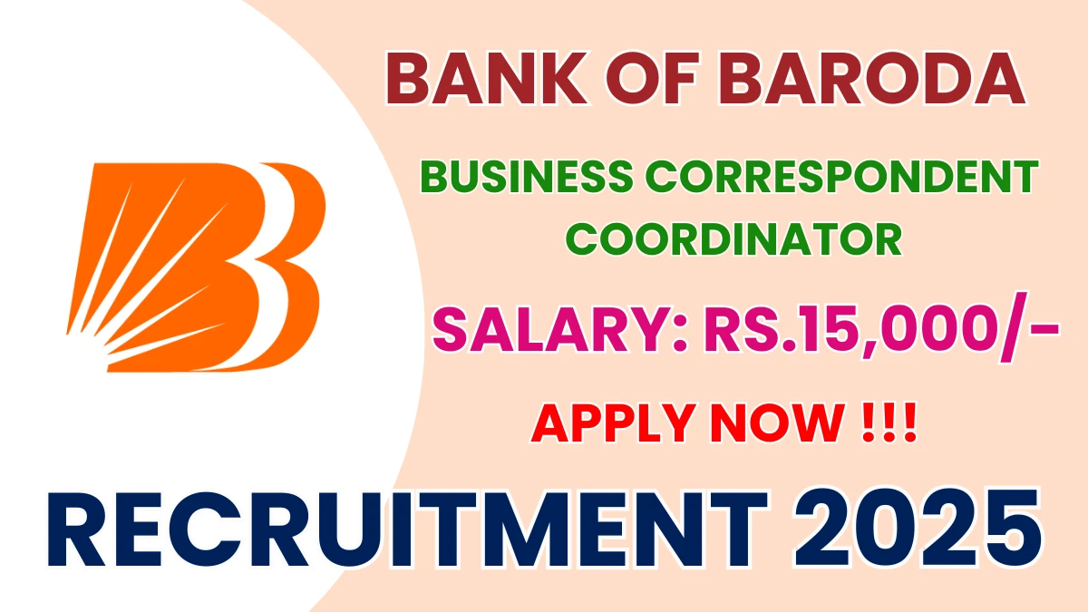 Bank of Baroda Business Correspondent Coordinator Recruitment 2025 - Apply Offline