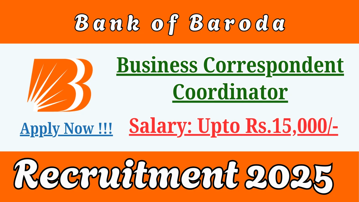 Bank of Baroda Business Correspondent Coordinator Recruitment 2025 - Apply Offline
