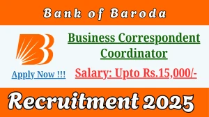 Bank of Baroda Business Correspondent Coordinator Recruitment 2025 - Apply Offline