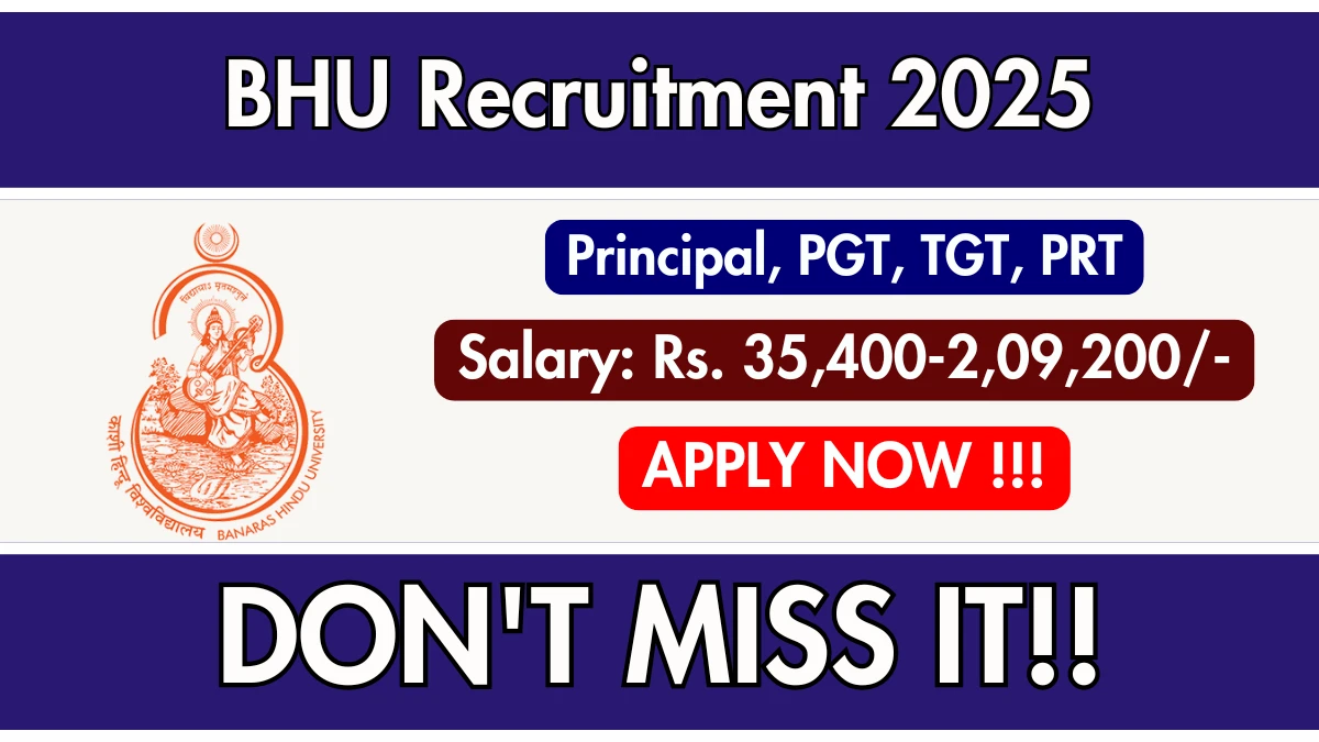 BHU Recruitment 2025 - Apply Online for 55 PGT, TGT and More Posts