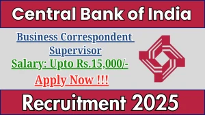 Central Bank of India Business Correspondent Supervisor Recruitment 2025 - Apply Offline