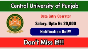 Central University of Punjab Data Entry Operator Recruitment 2026 - Apply Offline
