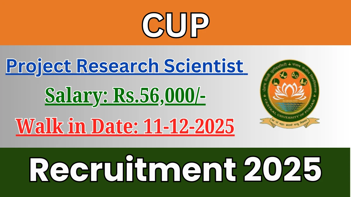 CUP Project Research Scientist I Recruitment 2025 – Walk in