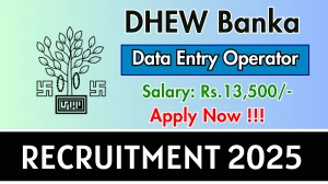 DHEW Banka Data Entry Operator Recruitment 2025 - Apply Offline