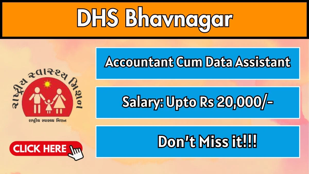 DHS Bhavnagar Accountant Cum Data Assistant Recruitment 2025 - Apply Online