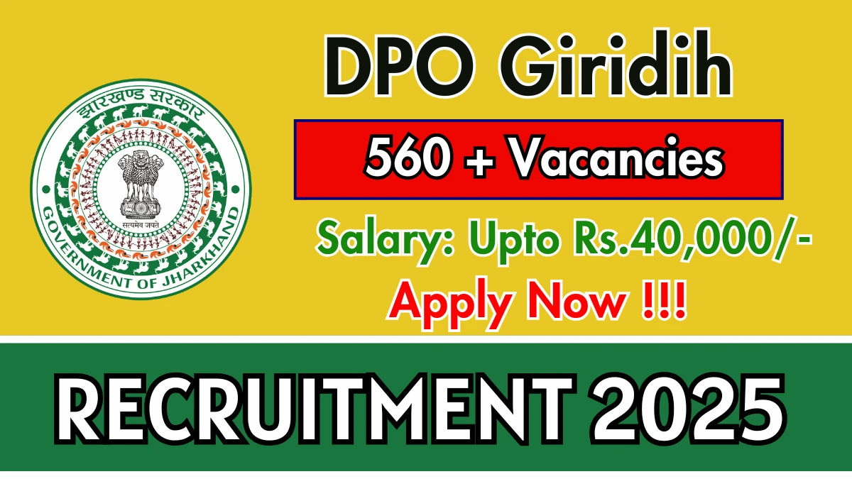 DPO Giridih Recruitment 2025 - Apply Offline for 561 Computer Billing Staff, Data Feeder and More Posts