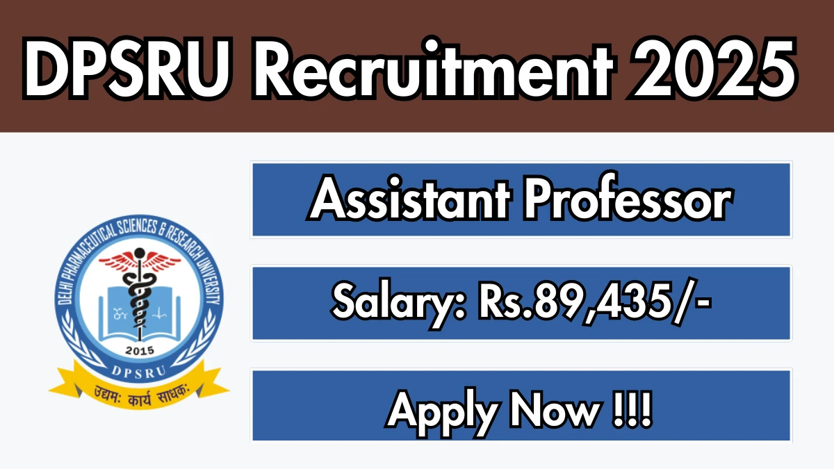 DPSRU Assistant Professor Recruitment 2025 – Walk in