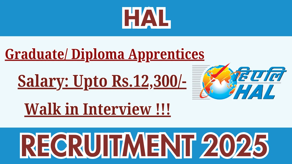 HAL Recruitment 2025 – Walk in for 55 Graduate/ Diploma Apprentices Posts
