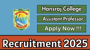 Hansraj College Assistant Professor Recruitment 2026 - Apply Offline