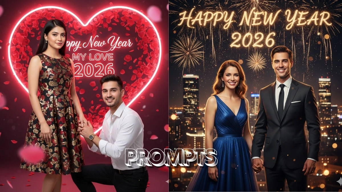 Happy New Year 2026 Gemini AI Photo Editing Prompts for Couples: 6 Stunning Festive Portraits to Celebrate Love and Joy