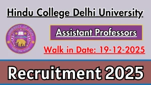 Hindu College Delhi University Assistant Professors Recruitment 2025 – Walk in